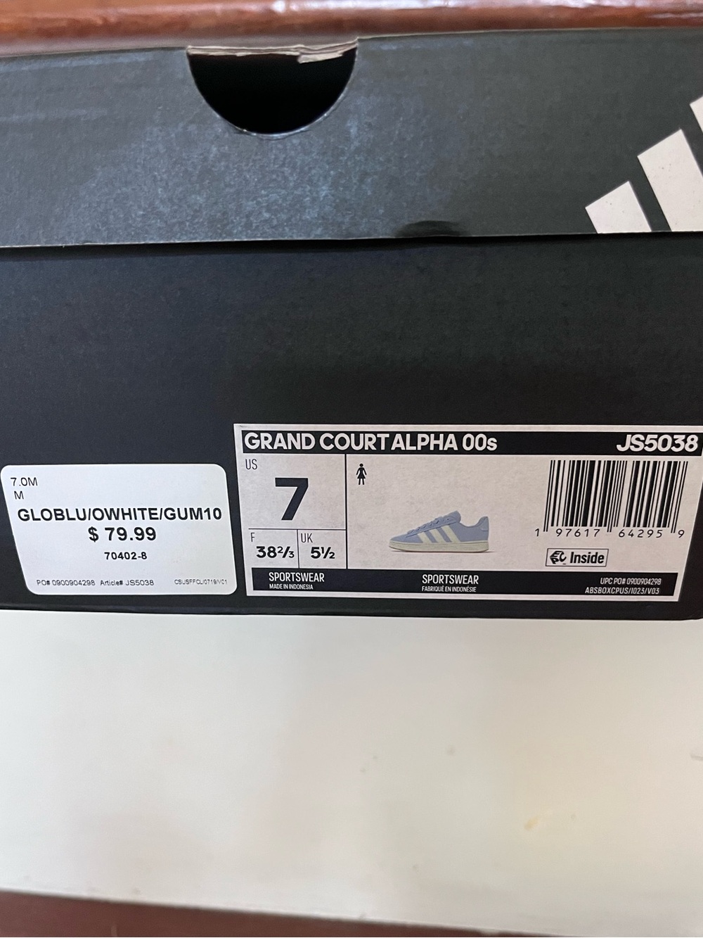 ADIDAS Grand Court Alpha O's Sneakers Women's Size 7 Light Blue Suede JS5038 NIB - Picture 2 of 10